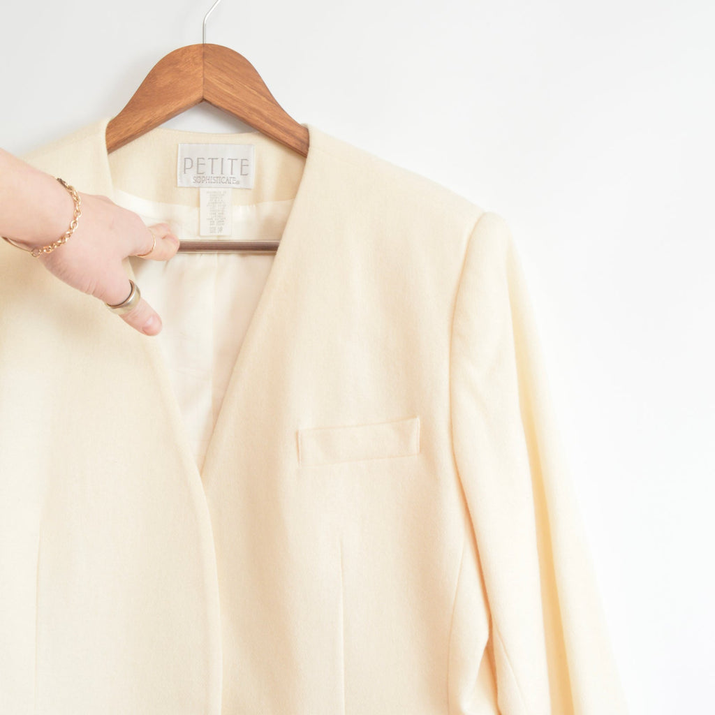 pure wool cream single button blazer