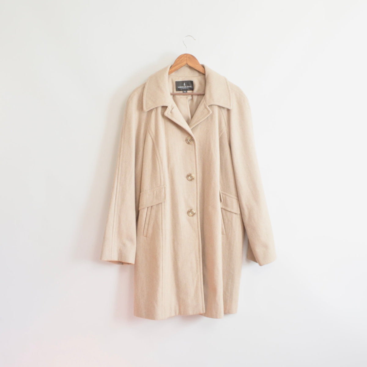 perfect mid length light beige vintage london fog wool overcoat