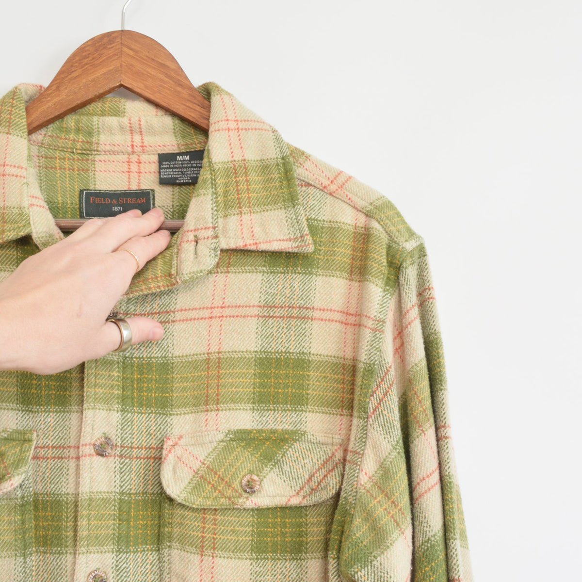 thick green field and stream flannel