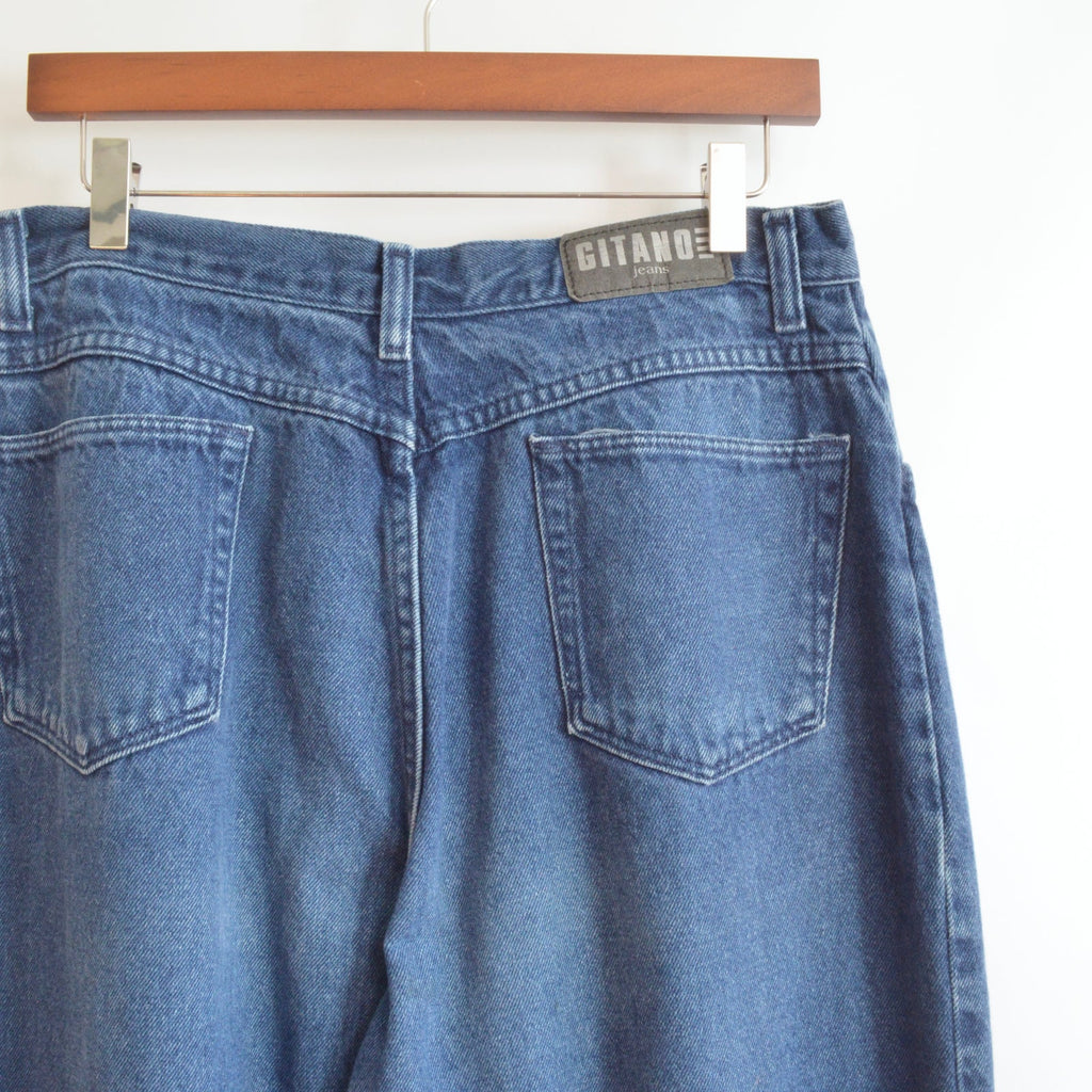 over dyed dark wash vintage high waisted straight leg gitanos