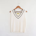 pretty white sweater knit tank with contrasting black trim