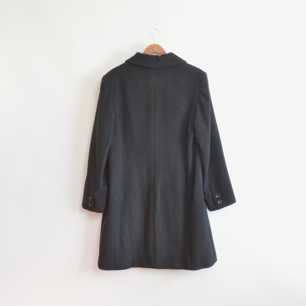 fully lined mid length vintage jones new york black wool overcoat
