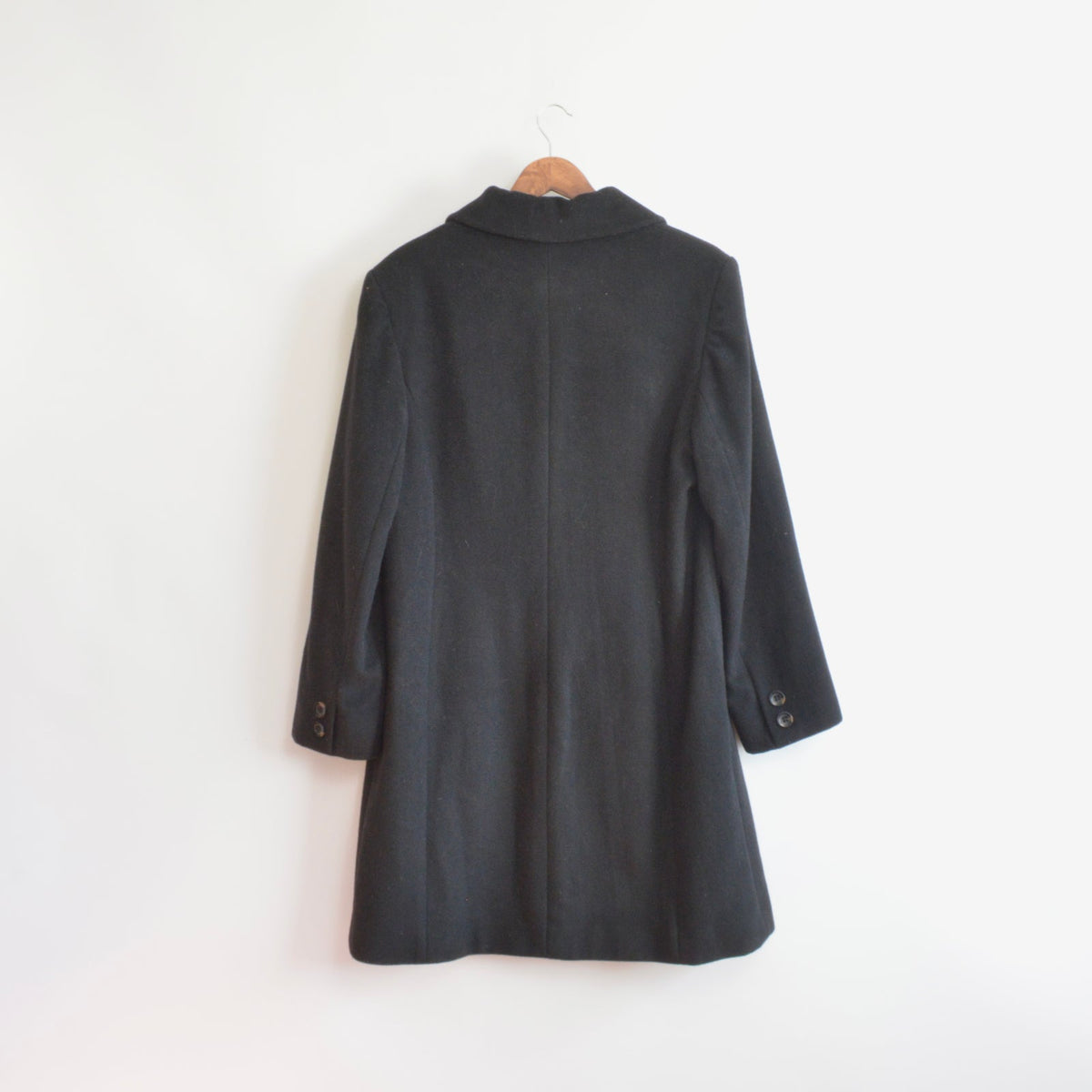 fully lined mid length vintage jones new york black wool overcoat
