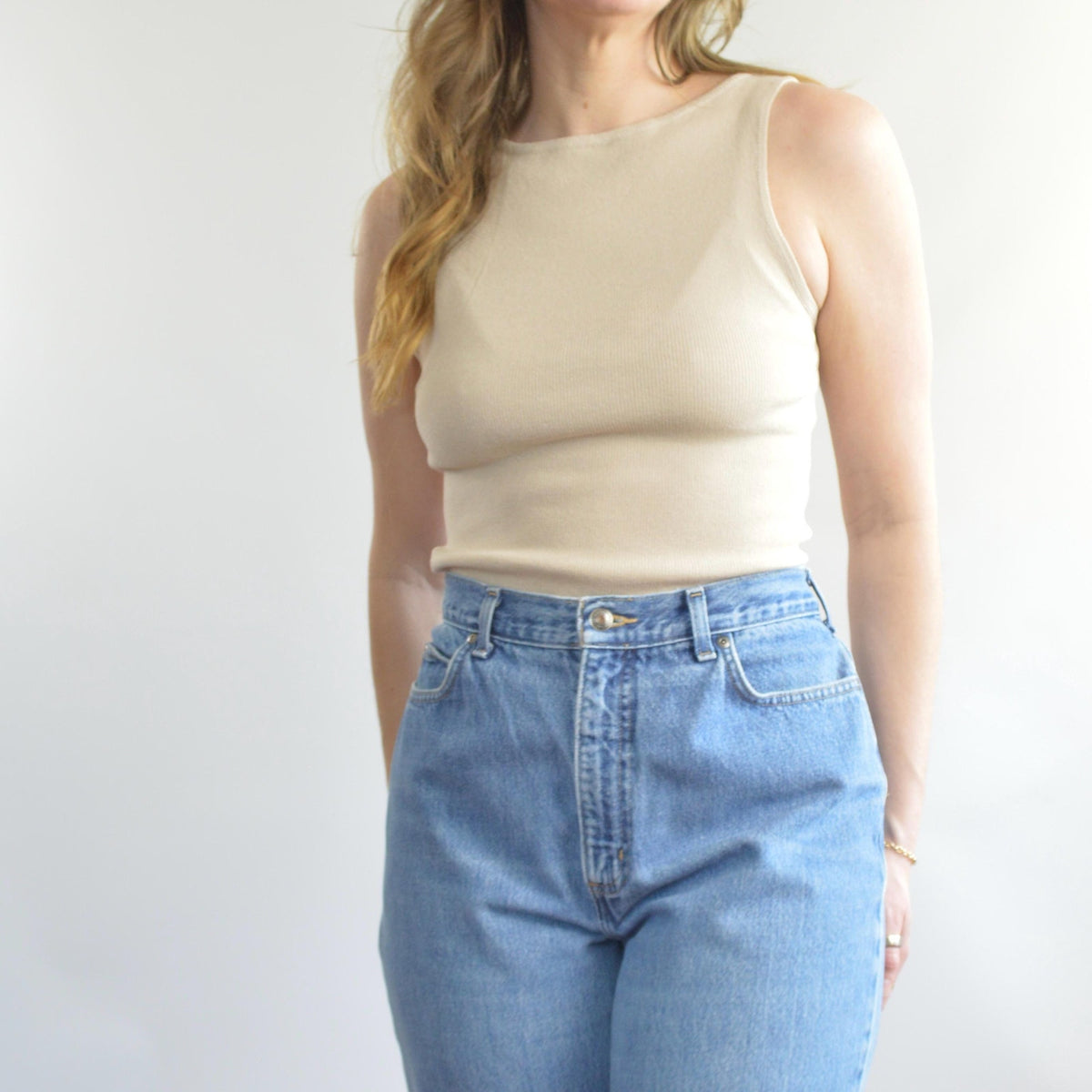31 x 30 high rise mid wash land’s end 90s fit denim