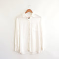 perfect flowy white linen button down top