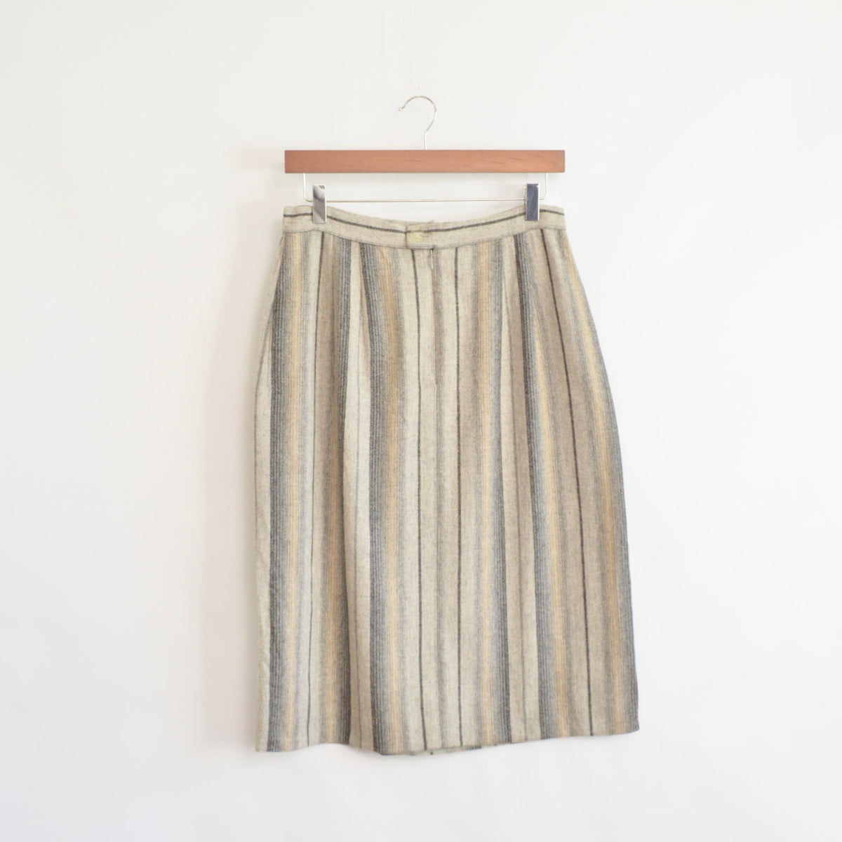 vintage homemade striped knee length wool skirt
