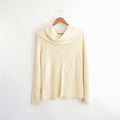 oversized cowl neck crochet ivory sweater