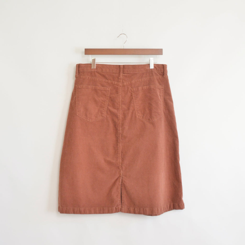 dusty rose knee length corduroy skirt