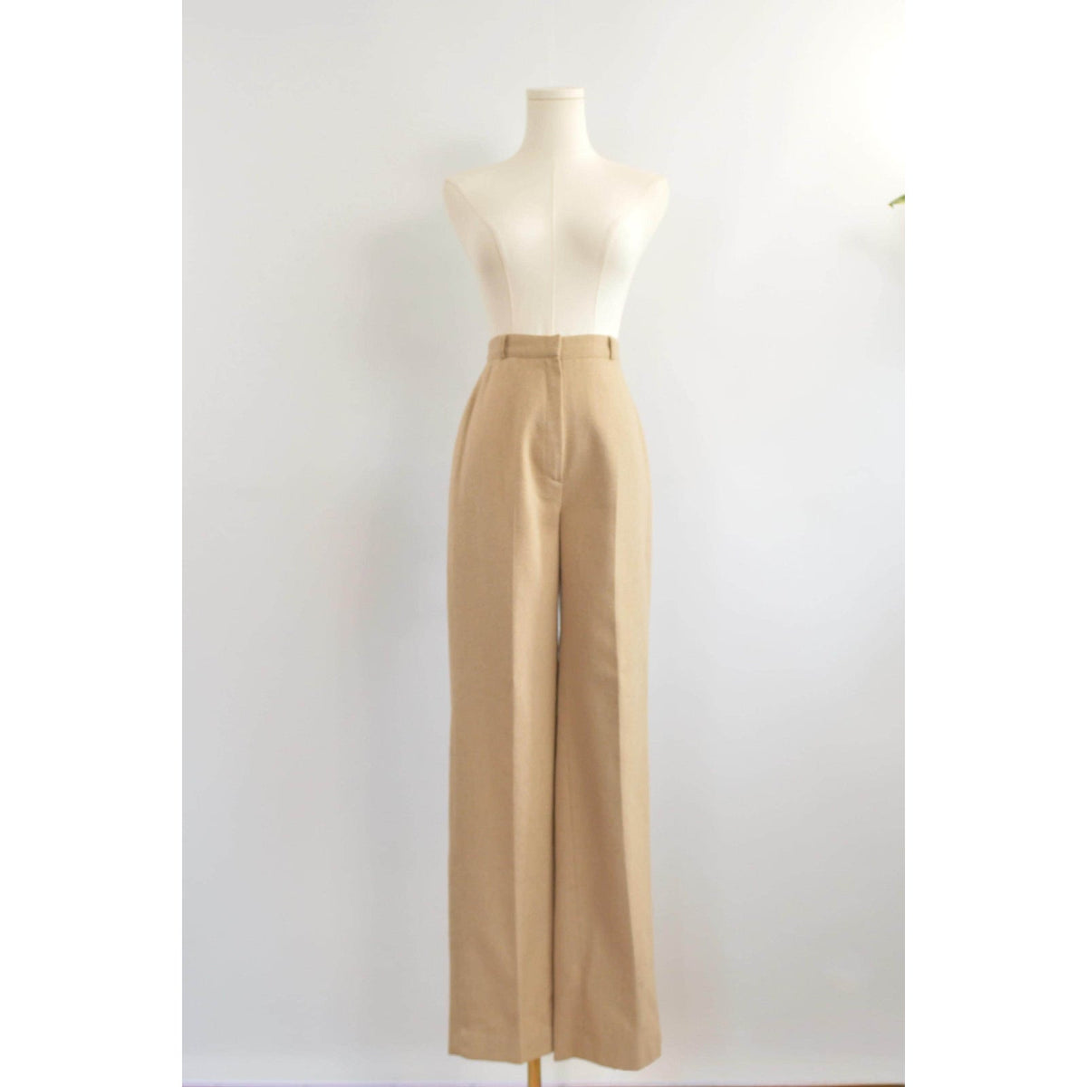 25 x 32 extra long fully lined khaki beige wool blend straight leg pants
