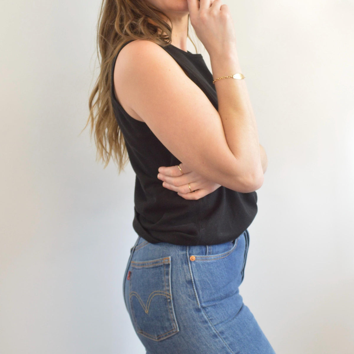 lightweight silk blend slinky black sweater tank