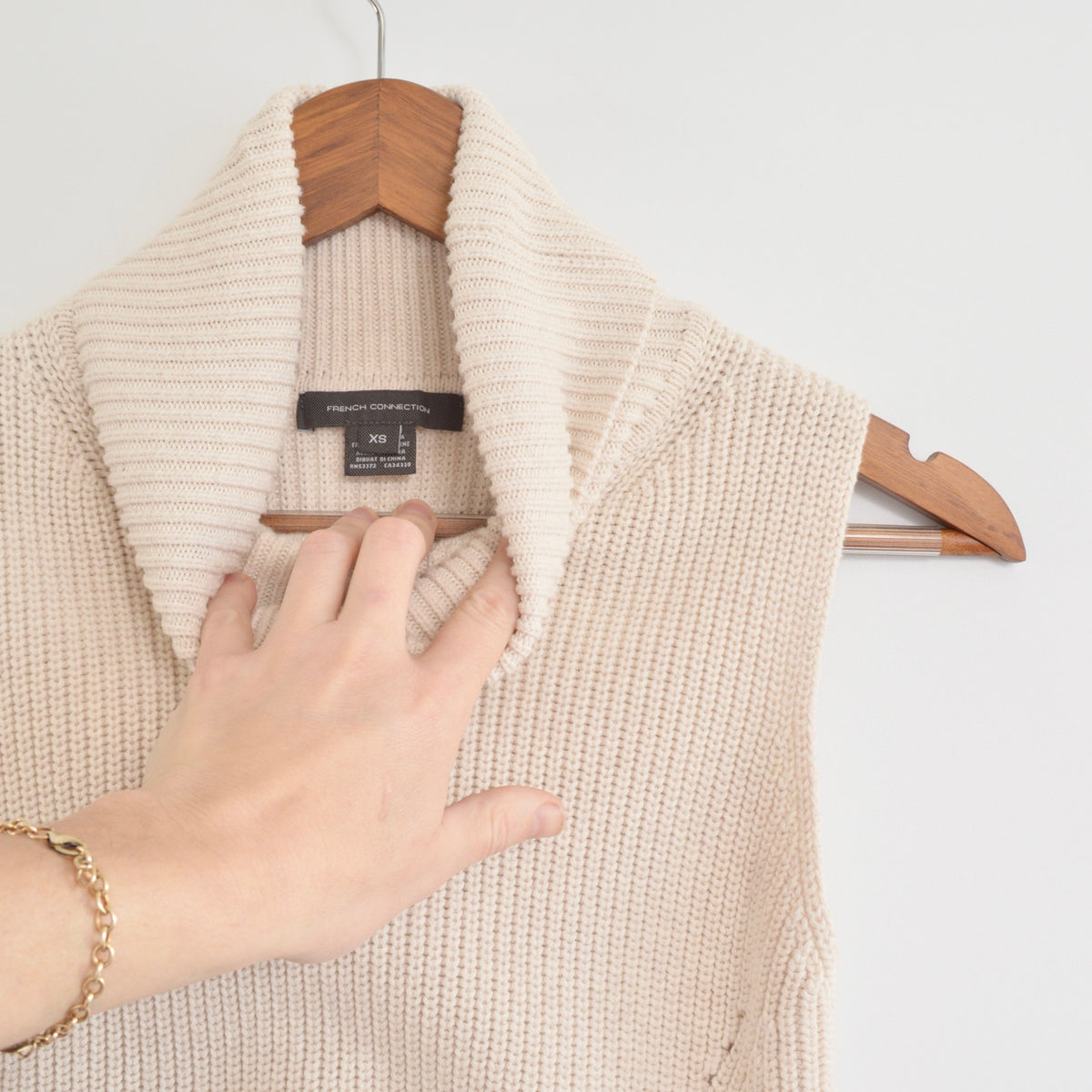 light beige cropped cotton turtleneck sweater tank