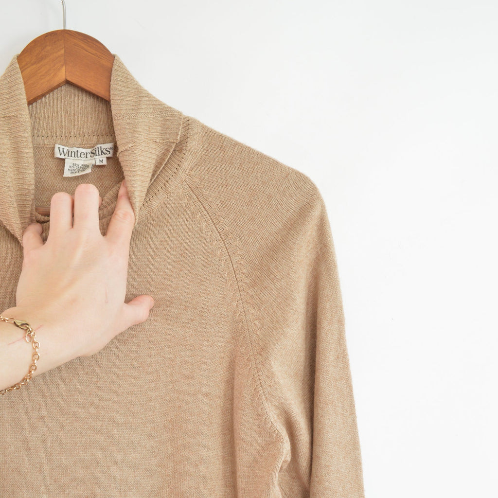 dark tan winter silk thin silk and cashmere turtleneck