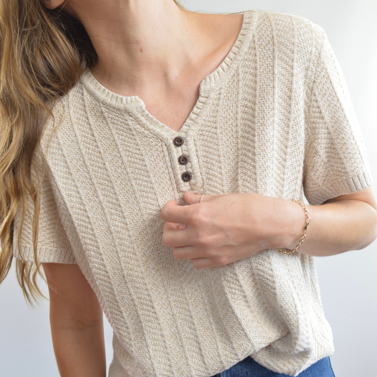 oversized cream and beige cotton sweater tee