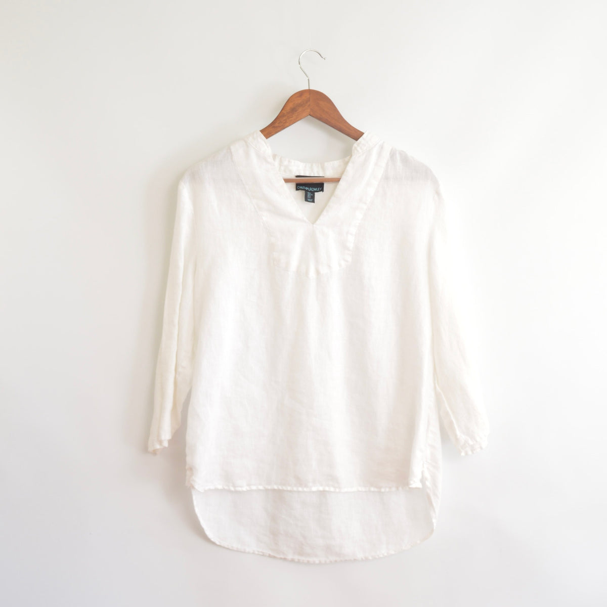 white pure linen vintage cynthia rowley blouse