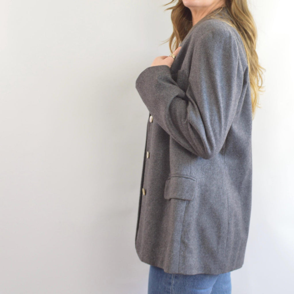 oversized wool blend vintage charcoal gray gap blazer