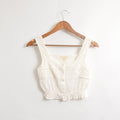 white eyelet cropped cotton tank
