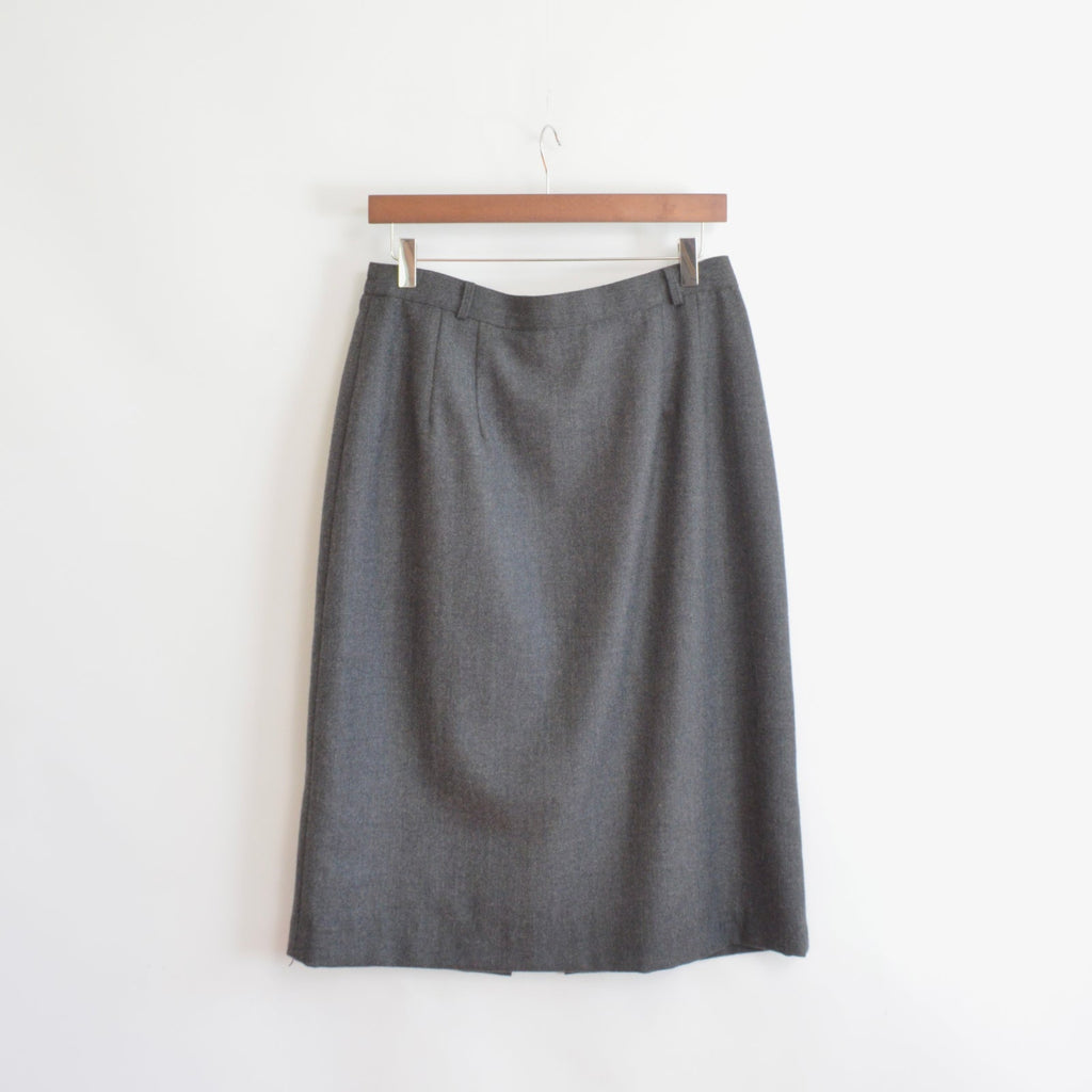 size 12 charcoal gray knee length wool tulip skirt