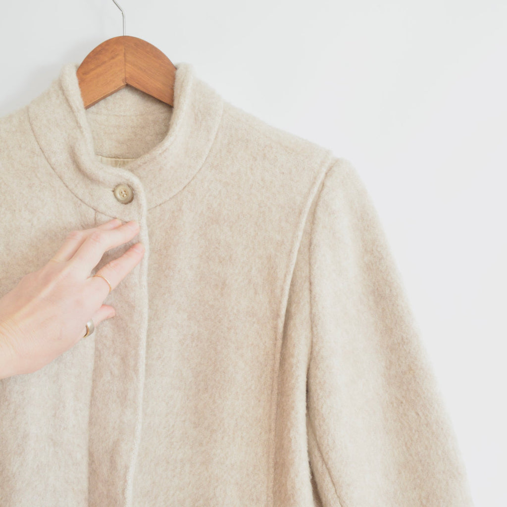 gorgeous mid length oatmeal wool coat by forecaster of boston