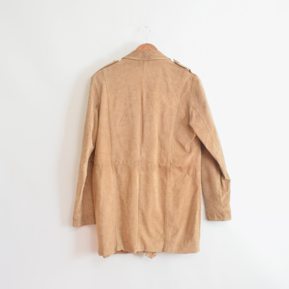 fully lined light brown vintage suede chore coat