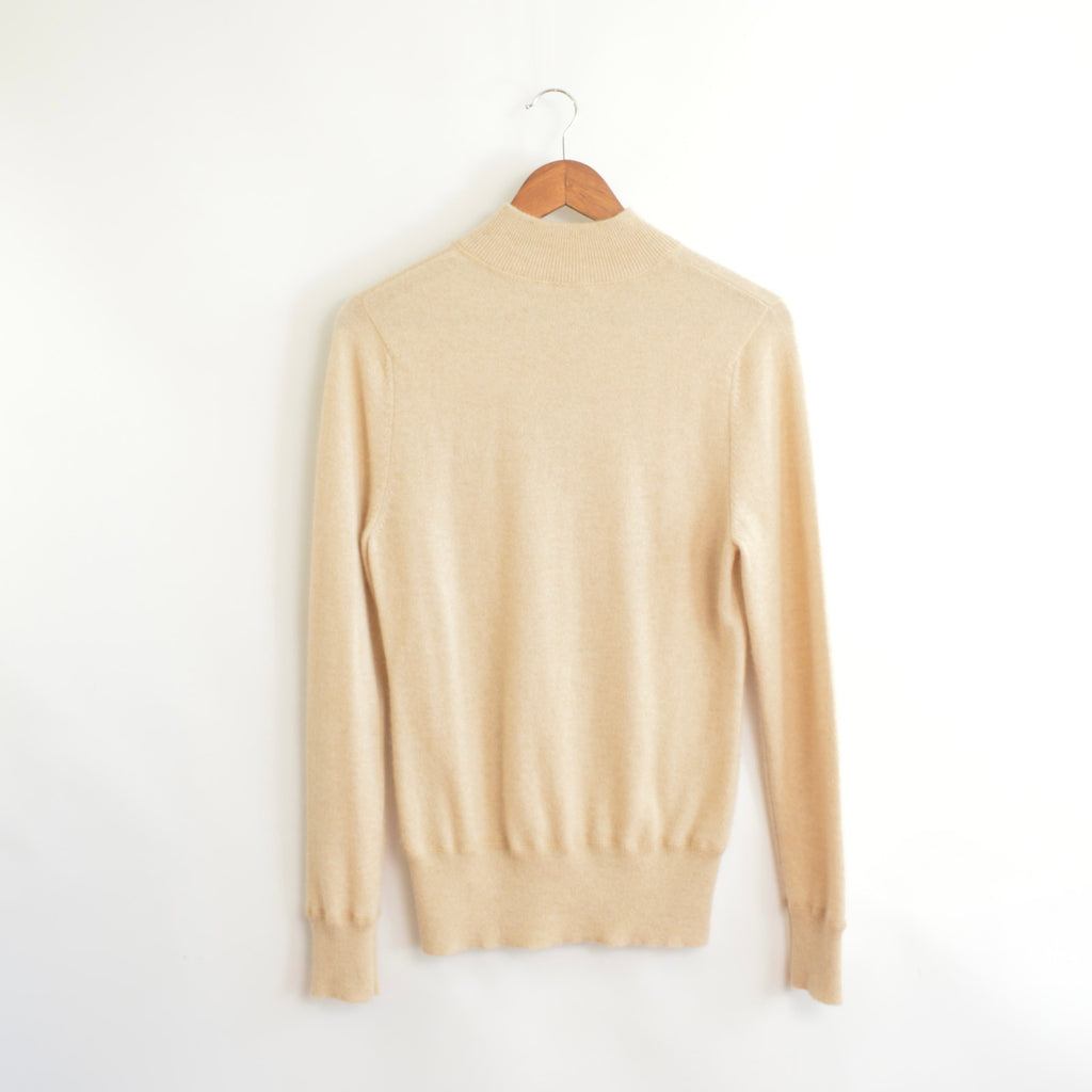perfect oatmeal cashmere half zip sweater