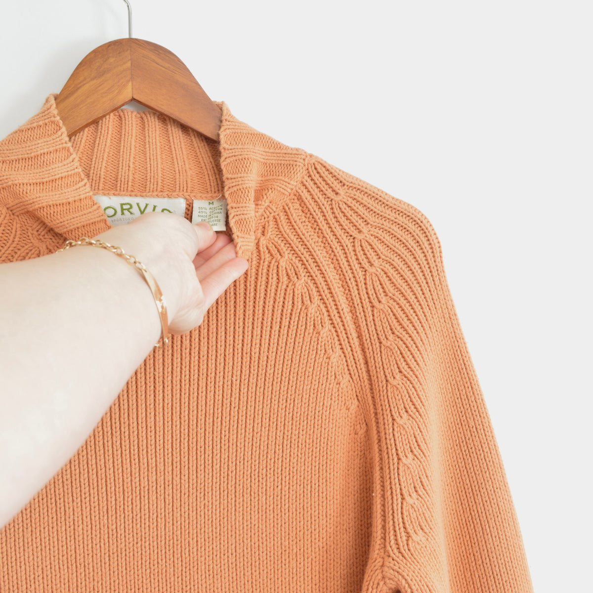 thick cotton peachy vintage orvis turtleneck sweater