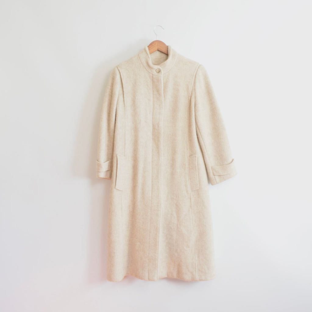 gorgeous mid length oatmeal wool coat by forecaster of boston