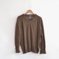 speckled heater brown club room v-neck lambswool sweater