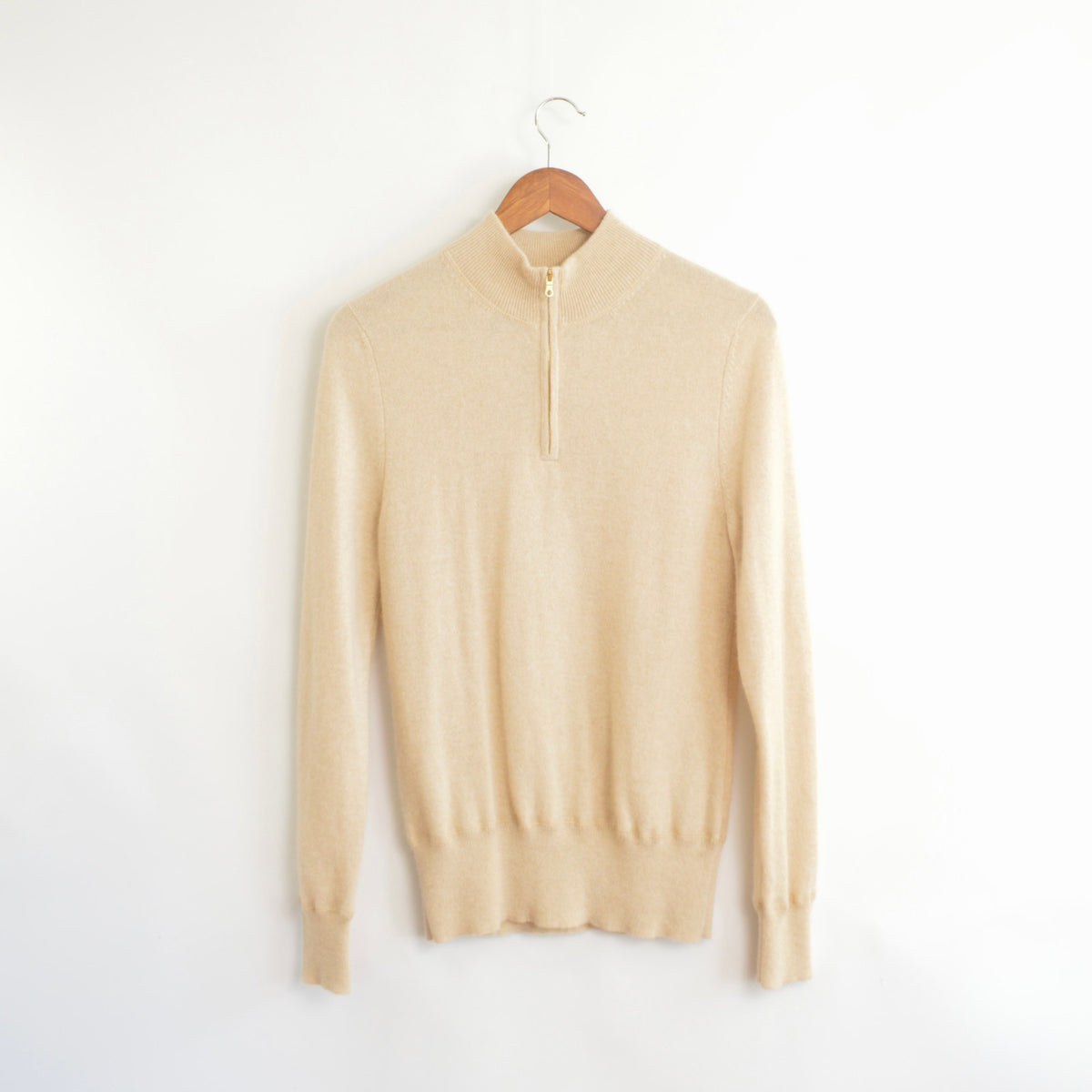 perfect oatmeal cashmere half zip sweater