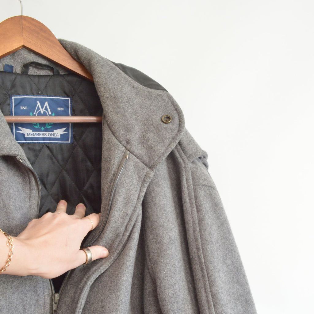 gray wool vintage member’s only bomber jacket