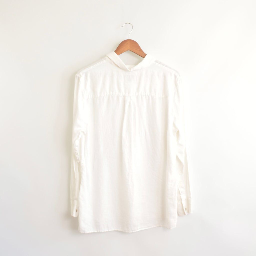 perfect flowy white linen button down top