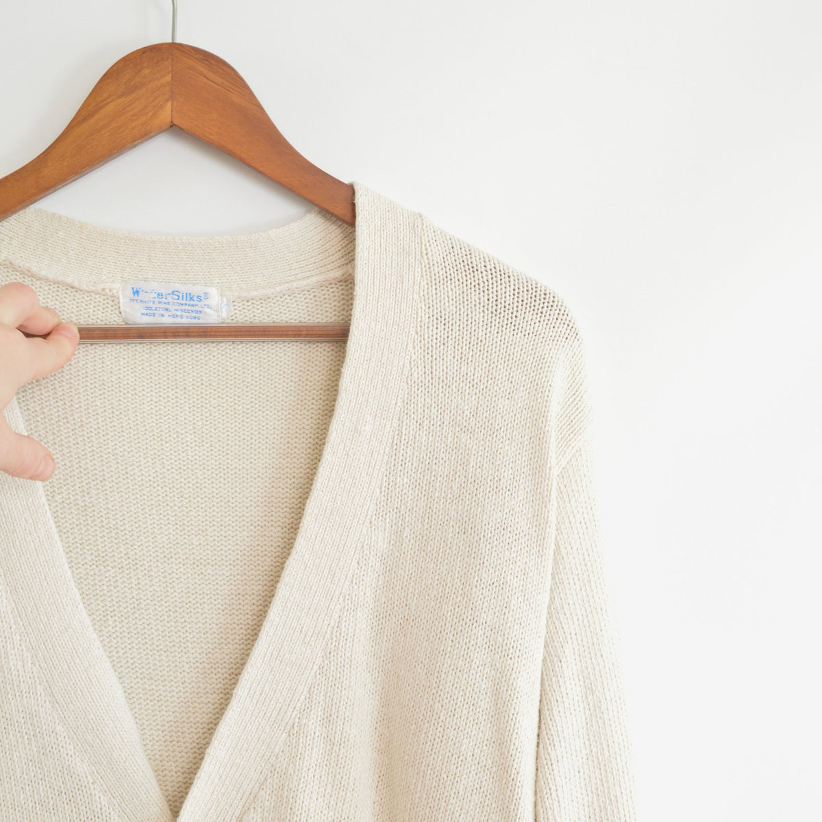 simple off-white silk and cotton blend cardigan