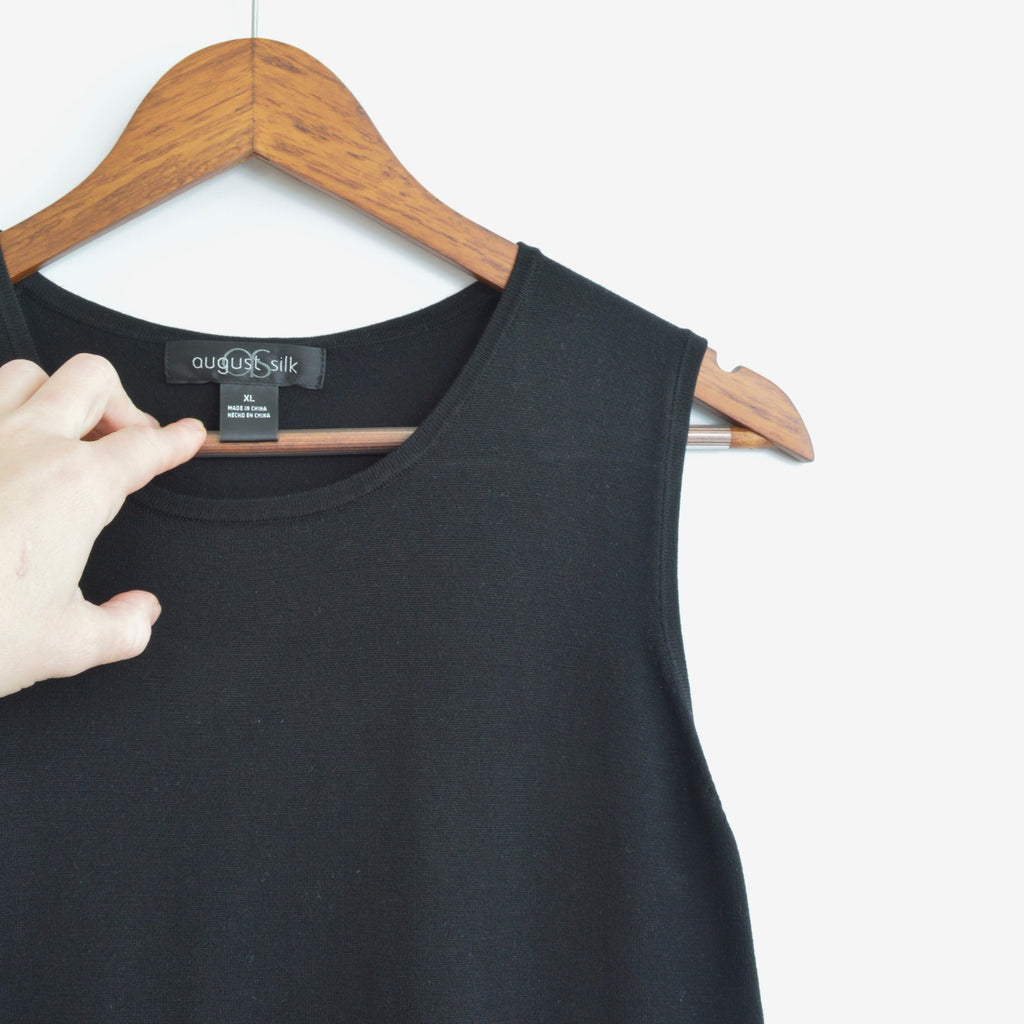 lightweight silk blend slinky black sweater tank