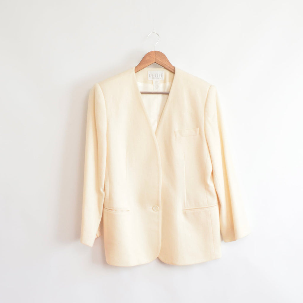 pure wool cream single button blazer