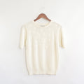 floral embroidered white sweater tee