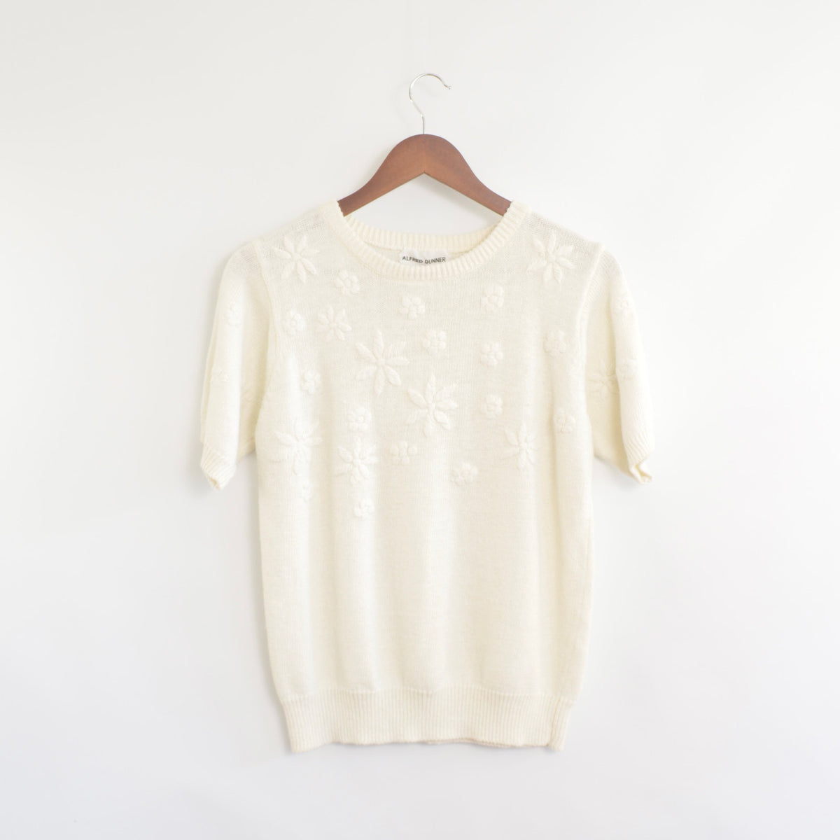 floral embroidered white sweater tee