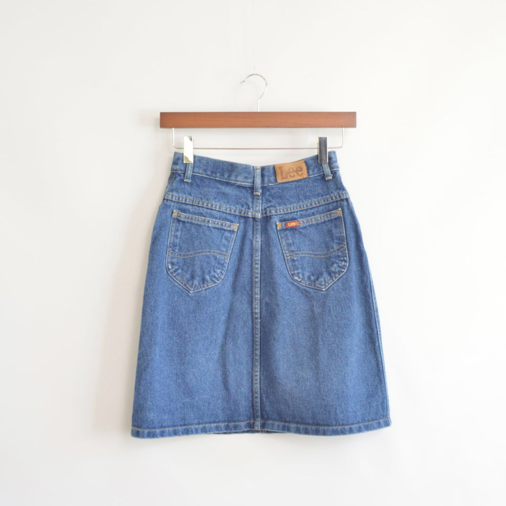 high waisted medium wash denim lee skirt